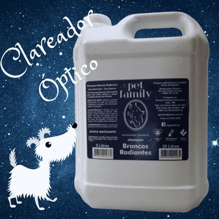 "Shampoo Clareador Óptico 5L para cães e gatos – ilumina e realça a cor dos pelos claros e brancos, proporcionando um brilho radiante."